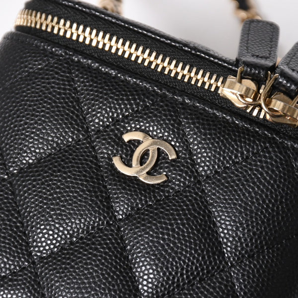 Like new CHANEL Chanel Matelasse Mini Chain Shoulder Bag No. 29 Caviar Skin Black Gold Hardware Used 4a009767