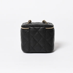 Like new CHANEL Chanel Matelasse Mini Chain Shoulder Bag No. 29 Caviar Skin Black Gold Hardware Used 4a009767