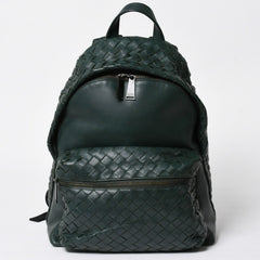 Very Good Condition BOTTEGA VENETA Bottega Veneta Bag Backpack Moss Green Intrecciato Leather B08560703L Used 4a009762