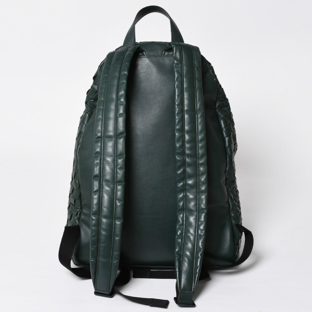 極美品 BOTTEGA VENETA ボッテガヴェネタ バッグ リュック モスグリーン イントレチャート レザー B08560703L 中古 4a009762