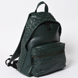 Very Good Condition BOTTEGA VENETA Bottega Veneta Bag Backpack Moss Green Intrecciato Leather B08560703L Used 4a009762