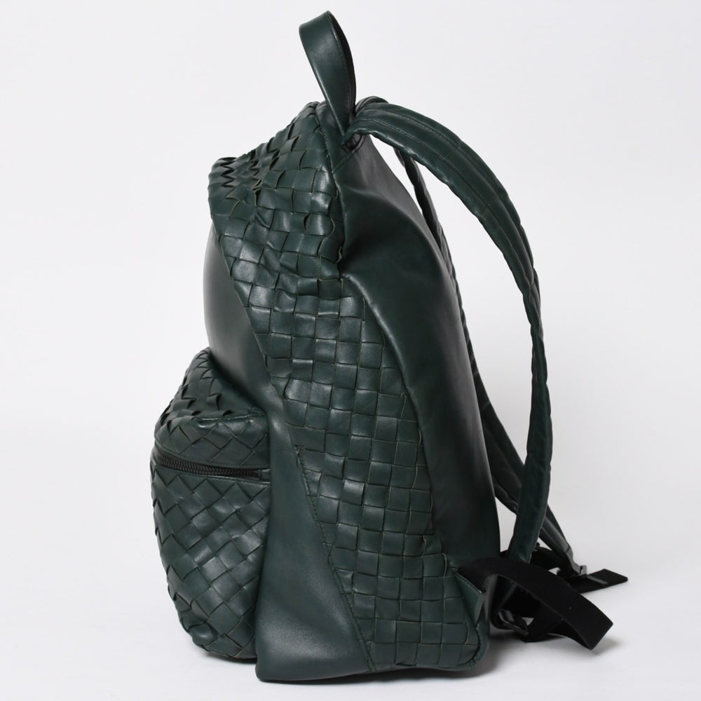 Very Good Condition BOTTEGA VENETA Bottega Veneta Bag Backpack Moss Green Intrecciato Leather B08560703L Used 4a009762