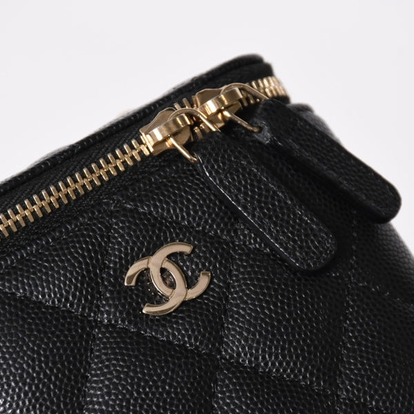 Like new CHANEL Chanel Matelasse Mini Chain Shoulder Bag No. 29 Caviar Skin Black Gold Hardware Used 4a009767