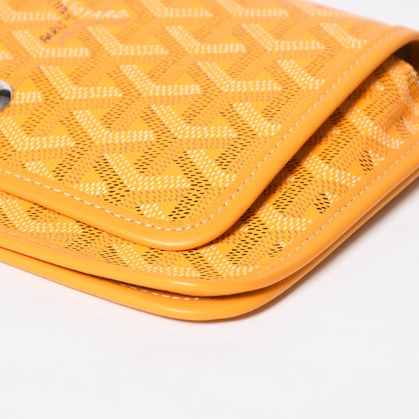 Very good condition GOYARD Plume Chain Wallet Wallet Shoulder Bag Leather PVC Yellow Silver Hardware Used 4a009771