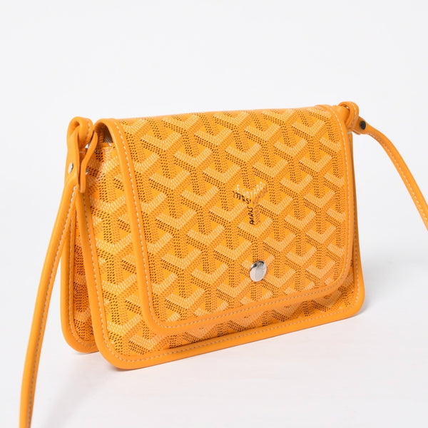 Very good condition GOYARD Plume Chain Wallet Wallet Shoulder Bag Leather PVC Yellow Silver Hardware Used 4a009771