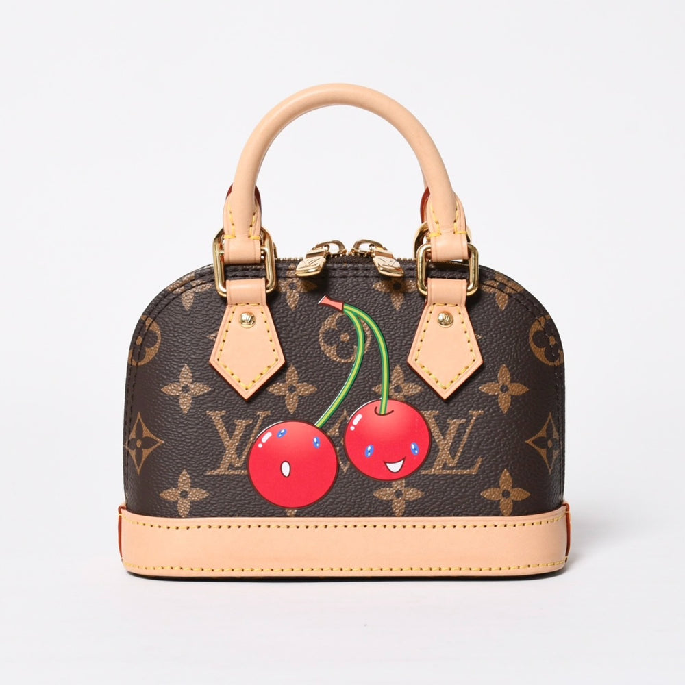 Like new LOUIS VUITTON LV × TM Nano Alma 2WAY bag M13416 Monogram Cherry Brown Takashi Murakami Used 4a009804