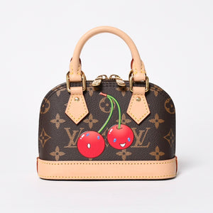 新品同様 LOUIS VUITTON ルイヴィトン LV × TM ナノ アルマ 2WAYバッグ M13416 モノグラム チェリー ブラウン 村上隆 中古 4a009804