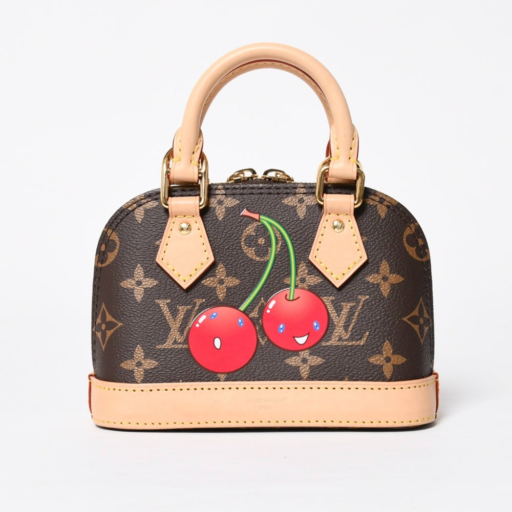 Like new LOUIS VUITTON LV × TM Nano Alma 2WAY bag M13416 Monogram Cherry Brown Takashi Murakami Used 4a009804