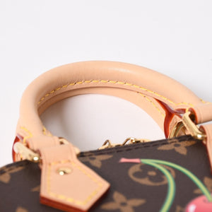 新品同様 LOUIS VUITTON ルイヴィトン LV × TM ナノ アルマ 2WAYバッグ M13416 モノグラム チェリー ブラウン 村上隆 中古 4a009804