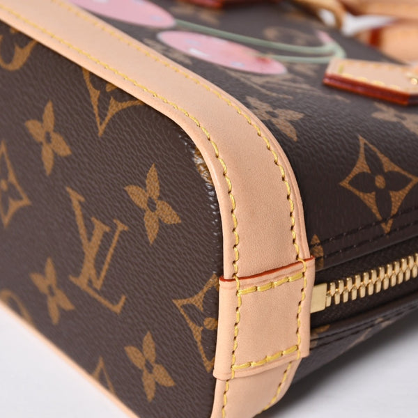 新品同様 LOUIS VUITTON ルイヴィトン LV × TM ナノ アルマ 2WAYバッグ M13416 モノグラム チェリー ブラウン 村上隆 中古 4a009804