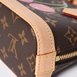 新品同様 LOUIS VUITTON ルイヴィトン LV × TM ナノ アルマ 2WAYバッグ M13416 モノグラム チェリー ブラウン 村上隆 中古 4a009804
