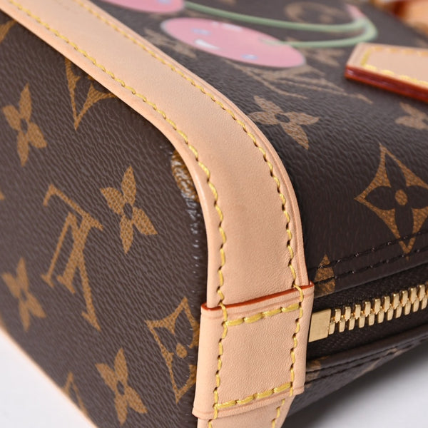 新品同様 LOUIS VUITTON ルイヴィトン LV × TM ナノ アルマ 2WAYバッグ M13416 モノグラム チェリー ブラウン 村上隆 中古 4a009804