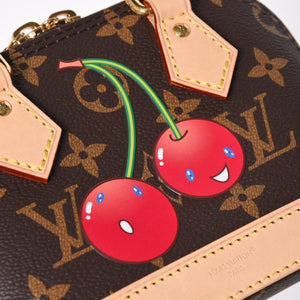 新品同様 LOUIS VUITTON ルイヴィトン LV × TM ナノ アルマ 2WAYバッグ M13416 モノグラム チェリー ブラウン 村上隆 中古 4a009804