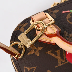 新品同様 LOUIS VUITTON ルイヴィトン LV × TM ナノ アルマ 2WAYバッグ M13416 モノグラム チェリー ブラウン 村上隆 中古 4a009804