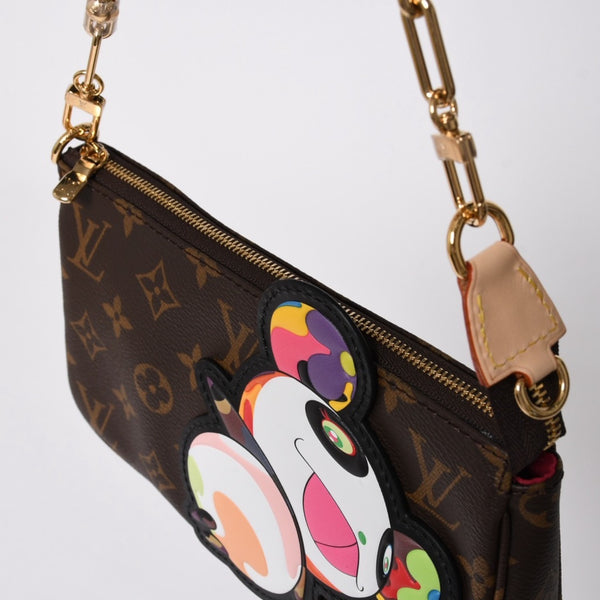 New Unused LOUIS VUITTON Pochette Accessoire Monogram Panda Brown Gold Hardware PVC M13440 Used 4a009586