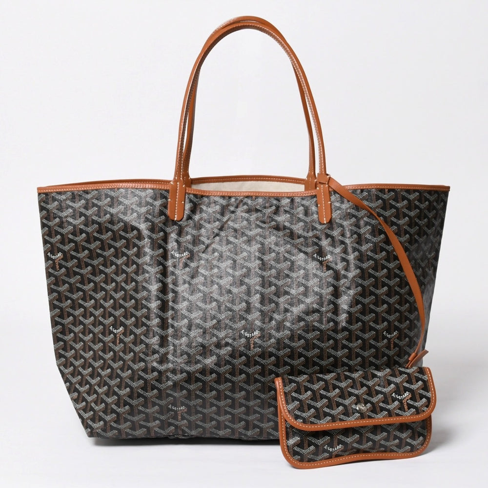 極美品 GOYARD ゴヤール SAINT LOUIS GM サンルイGM ブラウン トートバッグ PVCコーティングキャンバス 中古 4a009774