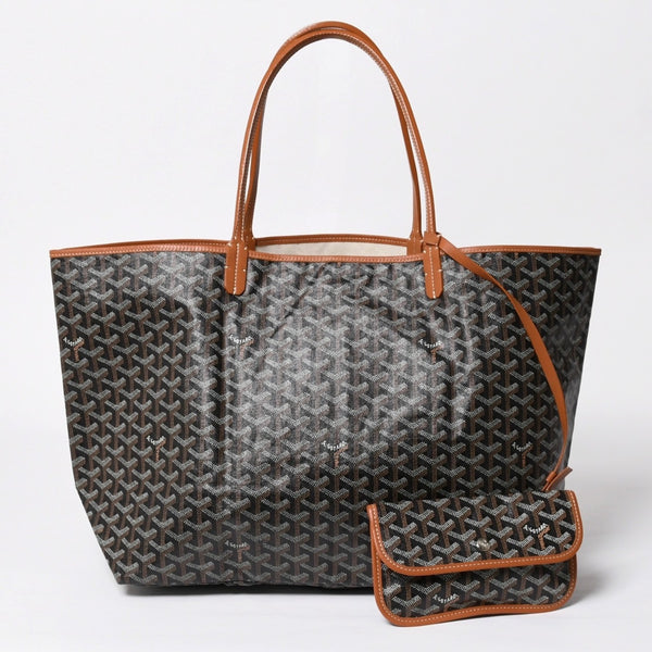 Very Good Condition GOYARD SAINT LOUIS GM Saint Louis GM Brown Tote Bag PVC Coated Canvas Used 4a009774
