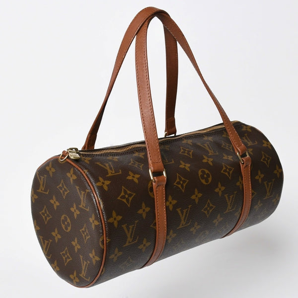 極美品 LOUIS VUITTON ルイヴィトン パピヨン30 GM ハンドバッグ M51365 モノグラム ゴールド金具 旧型 筒型 中古 4a009736