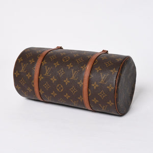 極美品 LOUIS VUITTON ルイヴィトン パピヨン30 GM ハンドバッグ M51365 モノグラム ゴールド金具 旧型 筒型 中古 4a009736