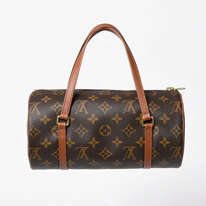 Very Good Condition LOUIS VUITTON Papillon 26 Handbag M51366 Monogram Brown Leather Gold Hardware Old Model Used 4a009756