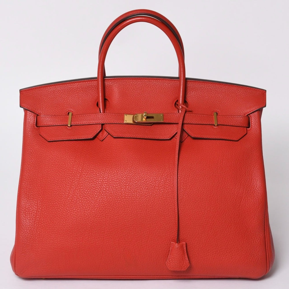 極美品 HERMES エルメス バーキン40 ヴァーミリオン トゴ 40cm □P刻印 ゴールド金具 ハンドバッグ 中古 4a000977