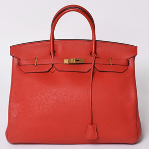 Very good condition HERMES Birkin 40 Vermilion Togo 40cm □P stamp Gold hardware Handbag Used 4a000977