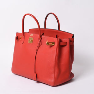 Very good condition HERMES Birkin 40 Vermilion Togo 40cm □P stamp Gold hardware Handbag Used 4a000977