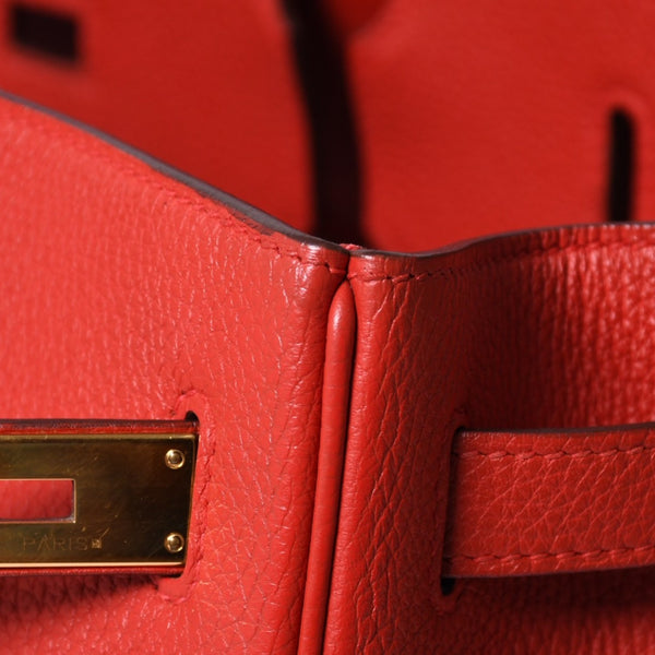 Very good condition HERMES Birkin 40 Vermilion Togo 40cm □P stamp Gold hardware Handbag Used 4a000977