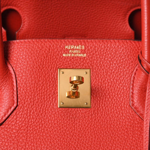 Very good condition HERMES Birkin 40 Vermilion Togo 40cm □P stamp Gold hardware Handbag Used 4a000977