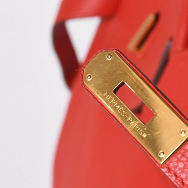 Very good condition HERMES Birkin 40 Vermilion Togo 40cm □P stamp Gold hardware Handbag Used 4a000977