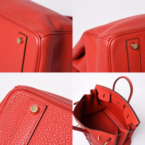 Very good condition HERMES Birkin 40 Vermilion Togo 40cm □P stamp Gold hardware Handbag Used 4a000977