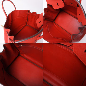 Very good condition HERMES Birkin 40 Vermilion Togo 40cm □P stamp Gold hardware Handbag Used 4a000977