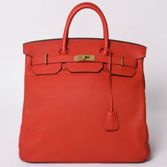 Very good condition HERMES Haut a Courroies Hautacroix 40 handbag Vermilion Taurillon Clemence Gold hardware □P stamp Used 4a000979