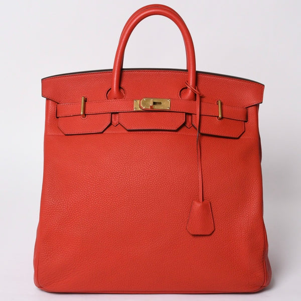 Very good condition HERMES Haut a Courroies Hautacroix 40 handbag Vermilion Taurillon Clemence Gold hardware □P stamp Used 4a000979
