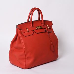 Very good condition HERMES Haut a Courroies Hautacroix 40 handbag Vermilion Taurillon Clemence Gold hardware □P stamp Used 4a000979