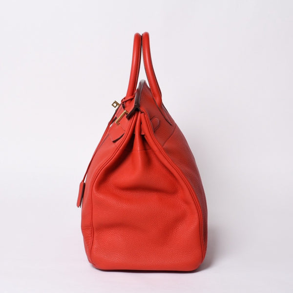 Very good condition HERMES Haut a Courroies Hautacroix 40 handbag Vermilion Taurillon Clemence Gold hardware □P stamp Used 4a000979