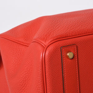 Very good condition HERMES Haut a Courroies Hautacroix 40 handbag Vermilion Taurillon Clemence Gold hardware □P stamp Used 4a000979