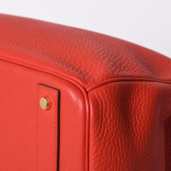 Very good condition HERMES Haut a Courroies Hautacroix 40 handbag Vermilion Taurillon Clemence Gold hardware □P stamp Used 4a000979