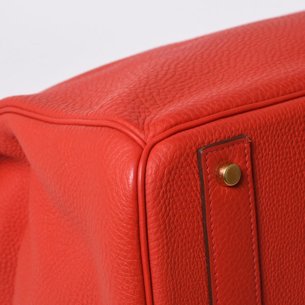 Very good condition HERMES Haut a Courroies Hautacroix 40 handbag Vermilion Taurillon Clemence Gold hardware □P stamp Used 4a000979