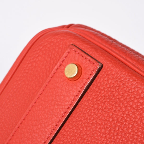 Very good condition HERMES Haut a Courroies Hautacroix 40 handbag Vermilion Taurillon Clemence Gold hardware □P stamp Used 4a000979
