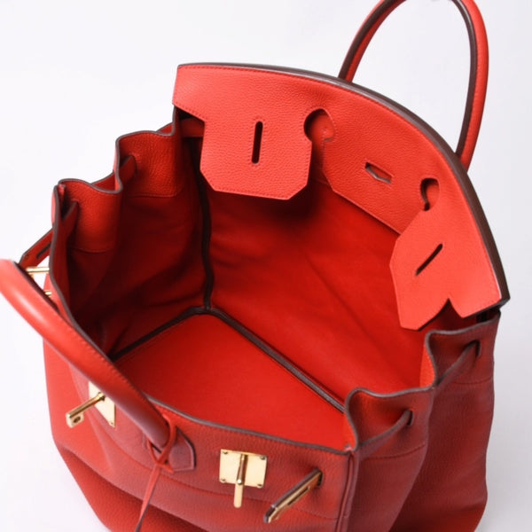 Very good condition HERMES Haut a Courroies Hautacroix 40 handbag Vermilion Taurillon Clemence Gold hardware □P stamp Used 4a000979