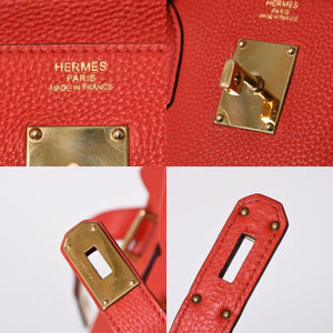 Very good condition HERMES Haut a Courroies Hautacroix 40 handbag Vermilion Taurillon Clemence Gold hardware □P stamp Used 4a000979