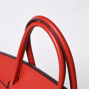 Very good condition HERMES Birkin 40 Vermilion Togo 40cm □P stamp Gold hardware Handbag Used 4a000977
