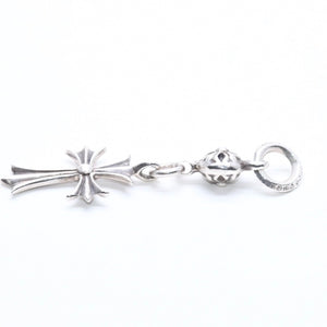 極美品 CHROME HEARTS クロムハーツ CH TINY CROSS タイニークロス ボールチェーン チャーム ネックレス シルバー925 5.4g 中古 4a010499