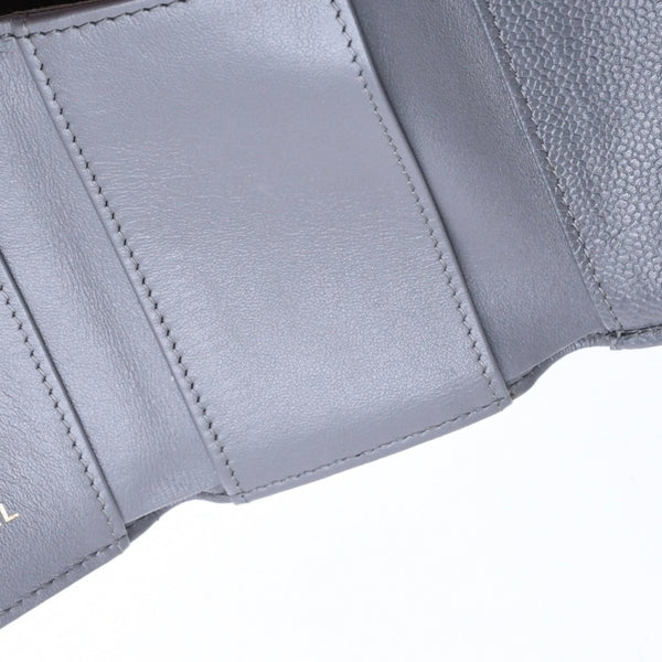 CHANEL シャネル ボーイシャネル スモールフラップ ウォレット 三つ折り 財布 グレー ゴールド金具 ランダム番台 美品 中古 4a009996