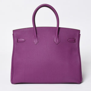 Mint condition HERMES Birkin 35 handbag, Togo leather, Anemone color, gold hardware. ◻R stamp, used, item number 4a009795