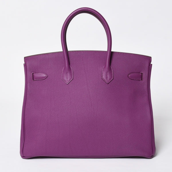 Mint condition HERMES Birkin 35 handbag, Togo leather, Anemone color, gold hardware. ◻R stamp, used, item number 4a009795