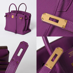 Mint condition HERMES Birkin 35 handbag, Togo leather, Anemone color, gold hardware. ◻R stamp, used, item number 4a009795