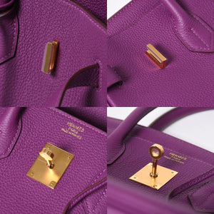 Mint condition HERMES Birkin 35 handbag, Togo leather, Anemone color, gold hardware. ◻R stamp, used, item number 4a009795