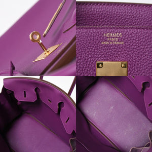 Mint condition HERMES Birkin 35 handbag, Togo leather, Anemone color, gold hardware. ◻R stamp, used, item number 4a009795